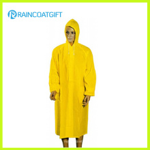 100% PVC lange gelbe Männer Regenmantel (Rvc-133)